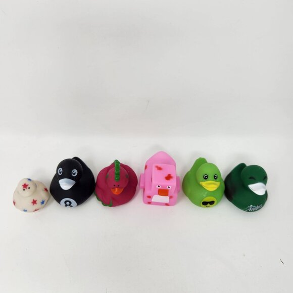 Set Of 6 Unique Rubber Duckies Including Andes Green Duck & 8-Ball Black Duck - Picture 9 of 14